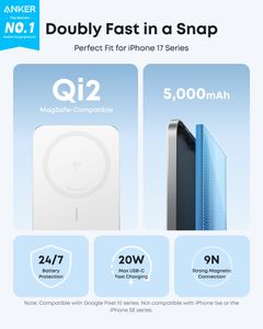 Anker Nano 5000mAh MagSafe Power Bank – Portable Wireless Charger