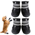 Dricar Dog Boots, Set of 4 Non-Slip Dog Shoes, Boots, Waterproof Protective Clothing for Dogs in Sizes Small, Medium and Large (Black, M)