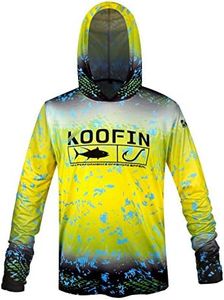 KOOFIN GEAR Performance Fishing Hoodie UPF 50 Sunblock Shirt Long Sleeve Quick-Dry Loose Fit Fade Pattern, Yellow, X-Large