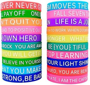 20 Pezzi Braccialetti in Silicone Colorati, Bracciali Motivazionali in Gomma, Gomma Feste Braccialetti, Silicone Wristbands, Braccialetti da Polso Motivazionali per Adulto Donna Uomo (Multicolore)