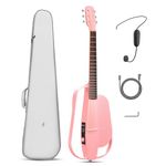 Enya Acoustic-Electric Guitars Carbon Fiber Travel Guitar 38 Inch NEXG SE Smart Guitarra for Adults with 30W Wireless Speaker, Thickened Gigbag, Wireless Headset Mic, Charging Cable(Pink)