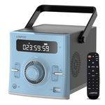 Portable CD Player Boombox 20W with Rechargeable Battery, Bluetooth, USB Input, AUX Input, MIC Port, Headphone Port, Remote Control (blue 118)