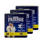 Friends Overnight Adult Diapers Tape Style - 30 Count (Medium) with with odour lock, Unisex, Leakproof and Anti-Bacterial Absorbent Core - Waist Size 28.35-51.18 inch; 72-130 cm