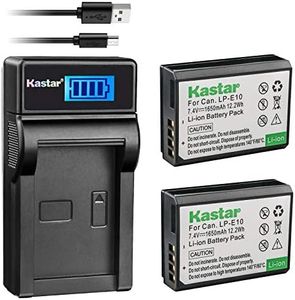 Kastar Battery (X2) & LCD Slim USB Charger for LP-E10, LC-E10 and EOS 1100D, EOS 1200D, EOS Rebel T3, EOS Rebel T5, EOS Kiss X50, EOS Kiss X70 DSLR Camera & Canon LPE10 Grip