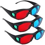 3 Pcs Red Blue 3D Glasses 3D Movie Game Glasses Anti-Polarization Design 3D Viewing Glasses for Anaglyph Projector TV Cinema Game