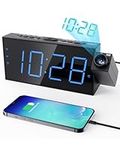 Projection Alarm Clock, Digital Clock with USB Phone Charging,180°Projector Clock,5-Level Dimmer,12/24H,DST,9mins Snooze,Dual Digital Alarm Clocks on Ceiling Wall for Kids,Senior,Heavy Sleepers