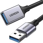 UGREEN USB 3.0 Extension Cable 5M Type A Male to Female Extension Cord Nylon Braided 5Gbps Data Transfer Cables Compatible with USB Keyboard, Mouse, Hub, Flash Drive, Hard Drive, Printer, VR, Webcam