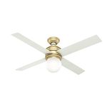 Hunter Fan Company, 59320, 52 inch Hepburn Modern Brass Ceiling Fan with LED Light Kit and Wall Control