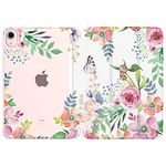 MoKo Case Fit New iPad Mini (A17 Pro) 2024, iPad Mini 6th Generation Case 2021 (8.3-inch), Soft TPU Translucent Frosted Back Cover Slim Smart Folio Case for iPad Mini 7/6 Gen, Fragrant Flowers