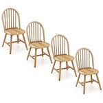 Safeplus 18" Oak Dining Chairs Set of 4, Wood Windsor Chair with Spindle Back for Country Farmhouse Kitchen Island