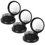 TOSAMZOO 3PCS Folding Travel Hair Brush with Mirror, Mini Comb/Wet Brushes, Compact Purse Pocket Hair Massage Combor for Women and Girls