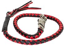 42" Long 1/2" Diameter Black & Red Combination Naked Soft Genuine Leather Motorcycle Get Back Whip