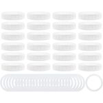 Cornucopia Wide Mouth Plastic Mason Jar Lids with Silicone Seal Rings (24-Pack Deluxe Set)