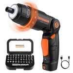 DOVAMAN DES01A Electric Screwdriver, 4V MAX Cordless Screwdriver w/ 31 Bits, 3-Position Handle, 2000mAh Battery, 6 Torque, LED & Flashlight, USB Rechargeable, Power Screwdriver w/Accessories Case