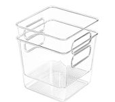 INKULTURE Clear Acrylic Pantry Organizer Bin With Handle For Food Storage, Refrigerator, Fridge, Cabinet, Kitchen, Countertops Etc | Extra Small | Pack of 02