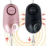 BXROIU 2 Pack Personal Alarms 140DB Siren with LED Lights,Emergency Self Defense Security Keyring safety Alarm (Straight)