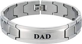 Smarter LifeStyle Elegant DAD & Father Themed Surgical Grade Steel Men's Bracelet Gift, Many Styles to Choose from (DAD - Silver)