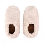 Microwavable Slippers for Women and Men,Small Heated Booties Warming Slippers for Heat Therapy, White Cream, 1 Pair (Pack of 1)