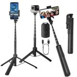 66 in Selfie Stick Tripod, Extendable 4 in 1 Aluminum Selfie Stick with Bluetooth Remote for iPhone 14/13/12/11 Pro/XS Max/XS/XR/X, Samsung, Google, Sony, GoPro,LG Smartphones