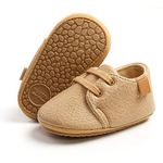 RVROVIC Baby Boys Girls Sneakers Anti-Slip Oxford Loafer Flats Infant Toddler PU Leather Soft Sole Baby Shoes(6-12 Months Infant,1-Khaki)