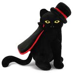 Yamepuia Halloween Black Cat Stuffed Animal, Halloween Cat Plush Pillow Doll, Cute Plush Cat Stuffed Plushies Toy, Halloween Plush Vampires Cat Plush Doll Gift for Kids Halloween Decor