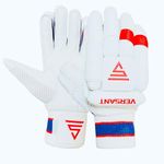 VERSANT PRO DG Cricket Batting Gloves (White-Blue-RED, Men Size, Right Handed)