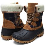 STQ Womens Insulated Winter Snow Boots Waterpoof Duck Boots Navy/Tan 10 M