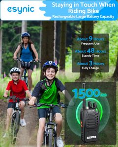 eSynic 3-Pack Rechargeable Walkie Talkies with VOX, Earpieces & LED – 16 Channel Two Way Radios for Adults