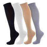 NOVAYARD 4 Pairs Compression Socks for Women and Men Support Graduated 15-20 mmHg Medias De Compresion Mujer