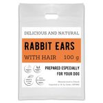 Caiwo 100g Rabbit Ears with Hair for Dogs, Air Dried, Hypoallergenic, Tasty and Nourishing Bites for Enhanced Dental Hygiene & Digestion