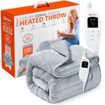 Wärmer Electric Heated Throw Blanket - Extra Large 200 x 130cm Digital Controller - Timer, 9 Heat Settings, Auto Shutoff - Machine Washable - Light Grey