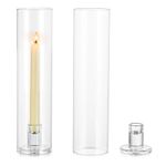 NUPTIO Hurricane Candlestick Holders Glass: 2 Pcs Clear Taper Candle Holder Tall Glass Candle Stick Outdoor Candleholder Cylinder Shade Wedding Centrepieces for Tables Christmas Party Decor