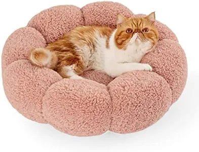 Lesure Calming Dog Bed for Small Medium Dogs - Donut Round Fluffy Puppy Bed in Teddy Sherpa Plush, Anti-Slip Cute Flower Cat Beds, Anti-Anxiety Pet Bed Fits up to 20-100 lbs, Machine Washable