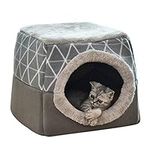 RAIN QUEEN 2 in 1 Pet Bed Cat & Dog Bed Sofa Bed Cat Cave House With Detachable Cushion Washable Foldable Soft Cave Shape Pet Cat Bed for Cats and Small Dogs Grey (Gray)