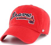 Atlanta Braves Script Logo Clean Up Adjustable Hat, Adult One Size Fits All, Atlanta Braves Red Script Logo, One size