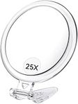 25X Magnifying Mirror, 25X/1X Double-Sided Hand Held Magnified Mirror, Perfect for Precise Makeup Applications & Blackhead/Blemish Removal