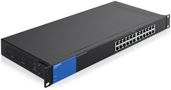 Linksys LGS124P: 24-Port Business Gigabit PoE+ Unmanaged Network Switch, Ethernet Plus, Wired Connection Speed 1,000 up to Mbps (Black, Blue)
