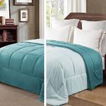 Exclusivo Mezcla 4.5 Tog Double Size Duvet All Seasons, Ultra Soft Reversible Coverless Duvet, Lightweight Down Alternative Comforter, 200x200 cm Dusty Teal/Spa Blue