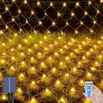 OPAHUTER 198LEDs Solar Net Lights Outdoor, 6.6 x 9.8 Ft Mesh Fairy Lights, Waterproof Net Lights with 8 Modes, Remote Control, Copper Wire Net Lights for Christmas Tree Lawn Fence Bushes Wall