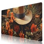 Country straw hat Inspired Design, Large Mouse Pad 35.5 x 16 Inch, Non-Slip Base, Stitched Edges, Perfect for Gaming or Office
