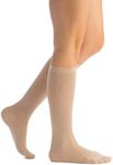 EvoNation Women's USA Made Graduated Compression Socks 8-15 mmHg Mild Pressure Medical Quality Ladies Knee High Support Stockings Hose - Best Comfort Fit Circulation Travel (Medium Tan Beige Nude)