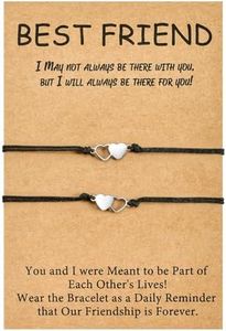 MANVEN Meilleure Amie Bracelet pour 2 Cadeaux d'amitié Bracelet d'amitié Bracelet Coeur Pour Amie Amis Femmes Filles Cadeaux d'anniversaire pour ami Femme Correspondant Bracelet
