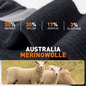 Niorasen Merino Wool Hiking Socks, Thick Cushioned Crew, 3 Pairs Unisex