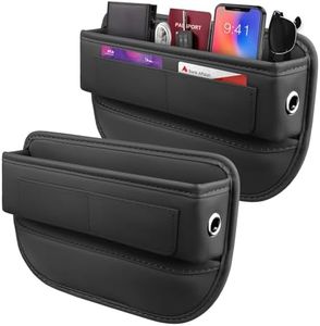 Car Seat Gap Filler Organizer 2 Pack Universal Front Seat Leather Console Storage Bag, Adjustable Car Accessories for Phones, Keys, Sunglass (Black)