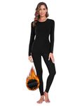 YADIFEN Women's Thermal Underwear Set Ladies Thermals Base Layers Ultra Heated Thermal Pyjamas Long Sleeved Base Layer Tops & Bottoms Long Johns Fleece Lined Leggings for Winter Ski Black XS