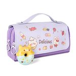 Vicloon Large Pencil Case, Big Capacity Pencil Pen Bag Multi Compartments Office Stationery Makeup Bag Stress Release Pencil Case School Students Girls Boys Teen Storage Organizer Gifts (Purple)