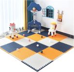 SIGNATRON Puzzle Flooring | Kids Interlocking Play mat | Play mats for Kids | Interlocking Floor mat | Gym mats for Floor | 24 MM Thick |(6 Tiles - 24 Sq Ft, Navy Blue - White - Orange)