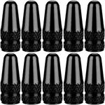 SAMIKIVA (10 Pack) Bike Presta Valve Stem Caps, Chrome Anodized Aluminum, Use On Presta French Valves, Dust caps for MTB Road Racing Bicycle, Rocket Style (Black (10 Pack))