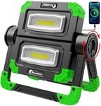 AWELTEC LED Work Light Rechargeable - 2 COB 2000 Lumens 360° Foldable Flood Work Light for Outdoor Camping, Emergency Car Repairing and Job Site Lighting (Green)