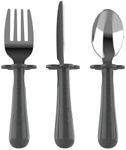 Grabease Toddler Silverware Set Forks Spoons and Knives Set Toddler Utensils Feeding Supplies, BPA and Phthalates-Free, Dishwasher Safe, Gray